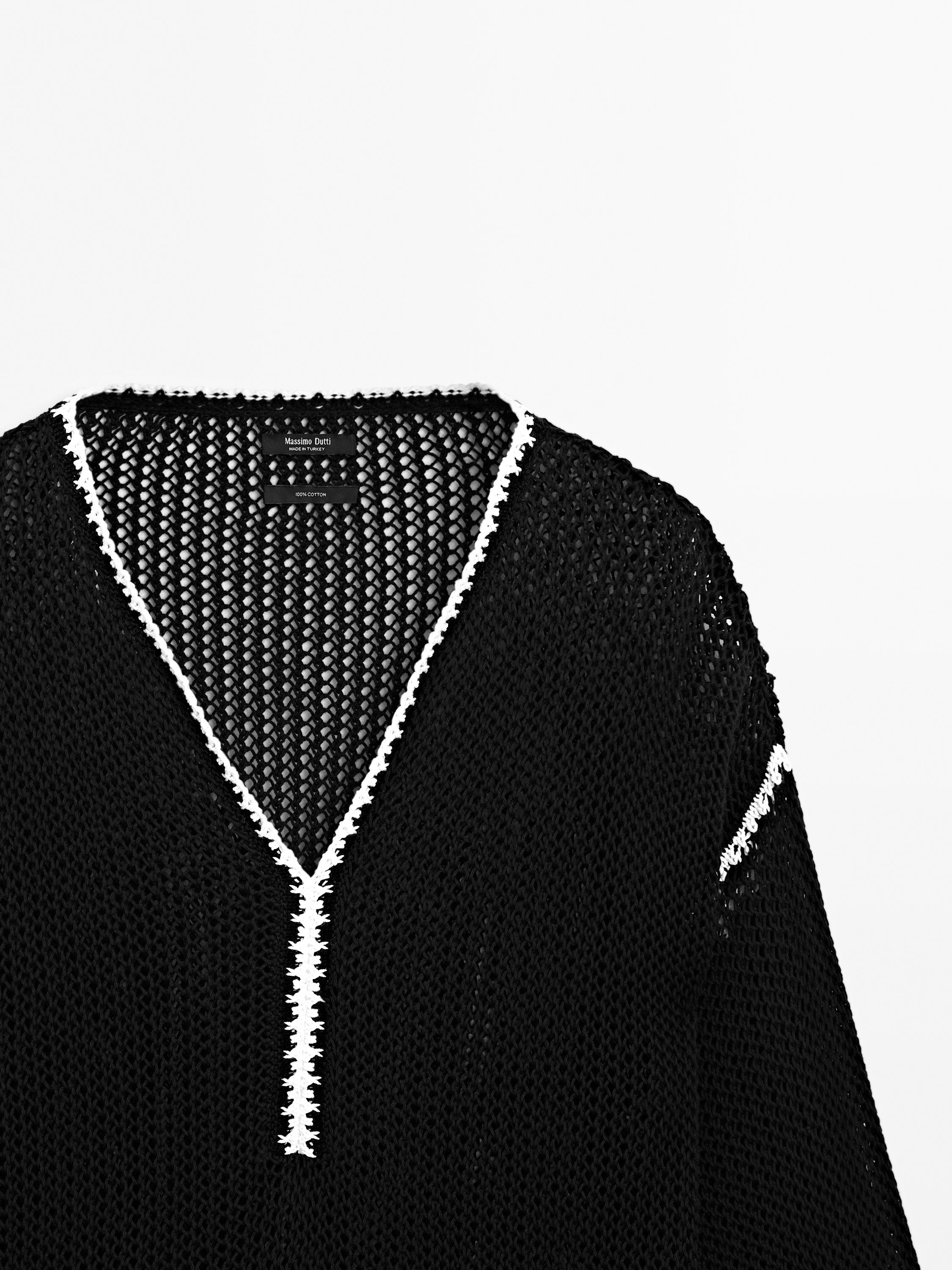 100% cotton openwork crochet sweater